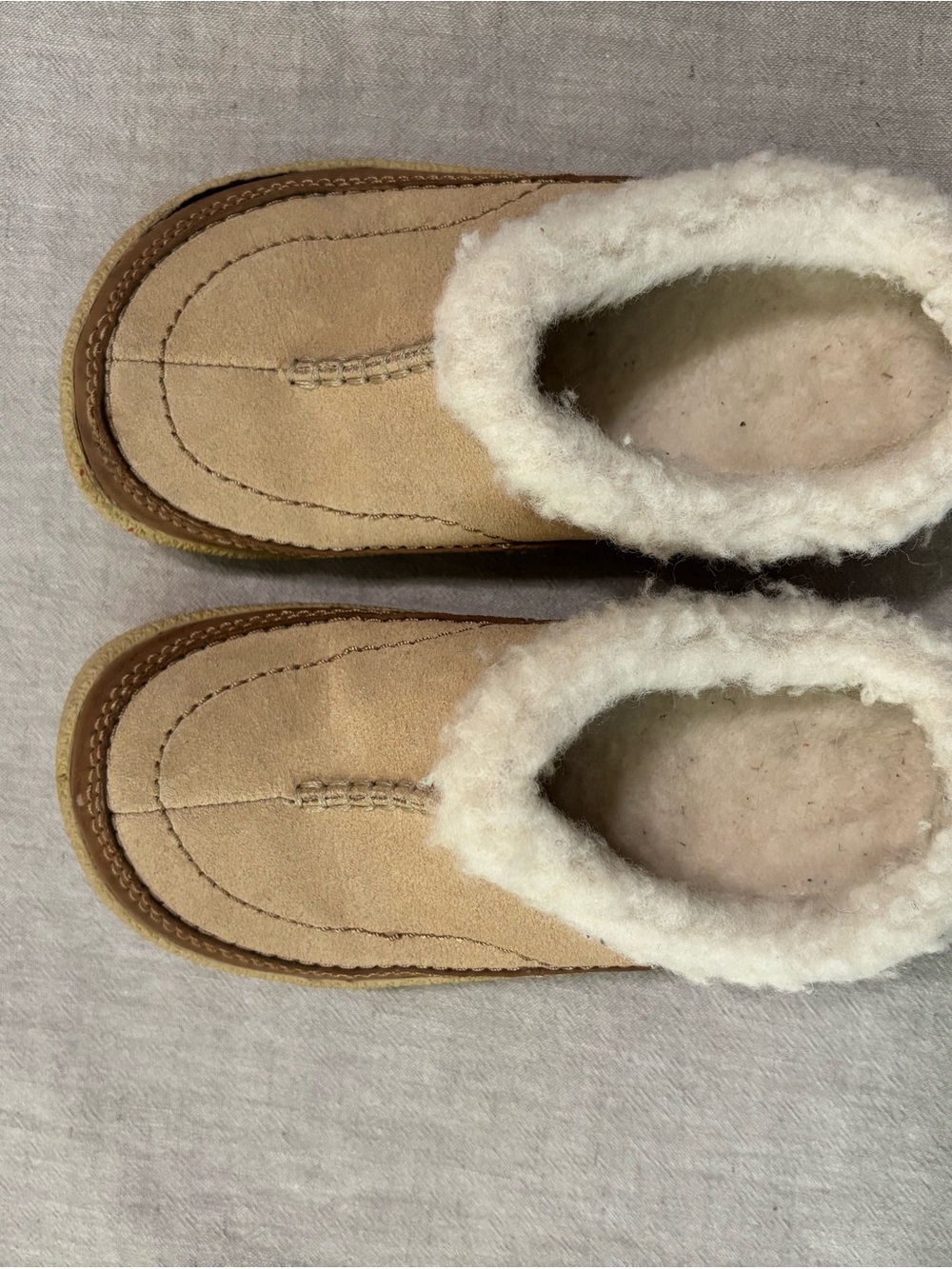 Merrell Kids Tan Leather Shearling-Lined Slip-On Shoes